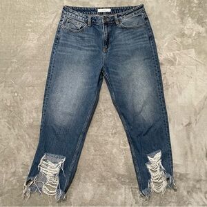 Hidden Distressed Cut Off Hem Jeans Size 31